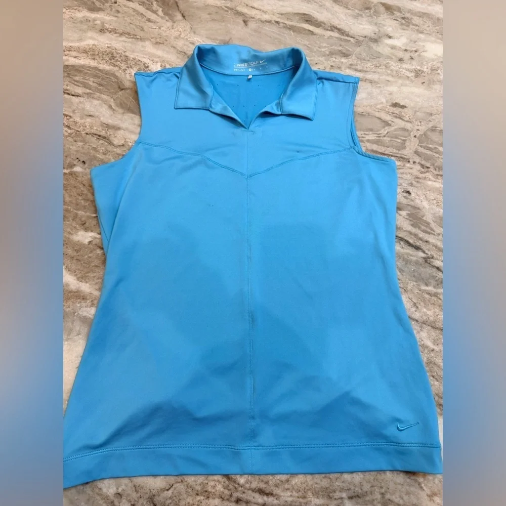 Nike Golf Dri-FIT Sleeveless Polo Medium Blue Performance Top